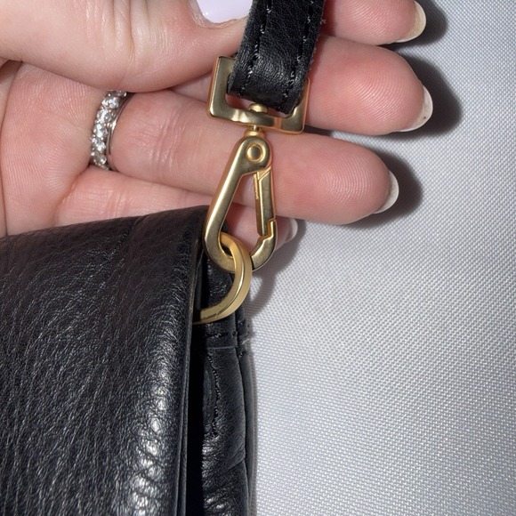 Hammitt VIP Sml Black Brushed Gold Red Zip Leather Clutch Crossbody Bag Purse - Picture 13 of 16